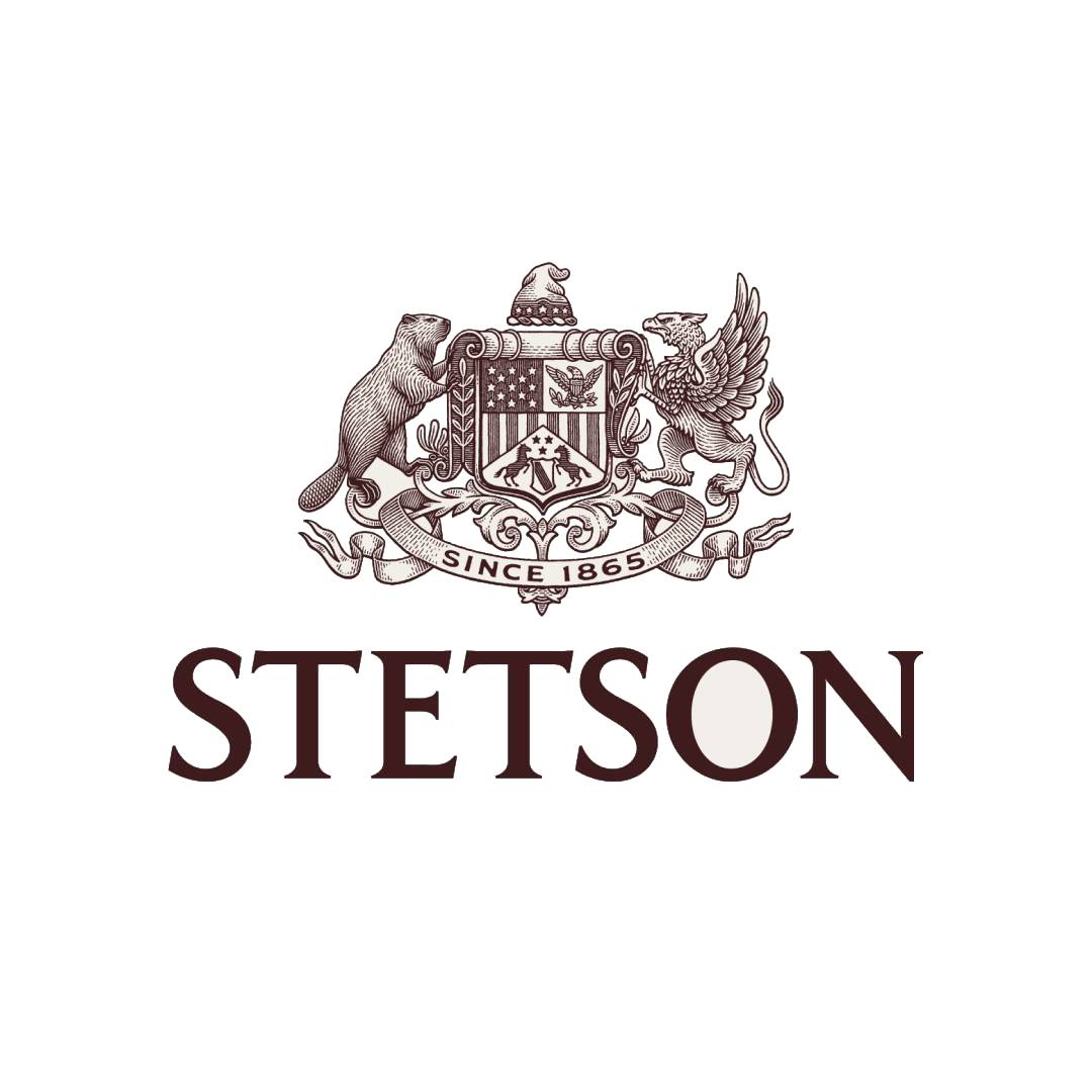 The Stetson logo featuring a heraldic crest with a beaver, an eagle, and a griffin above the word STETSON in bold, uppercase letters. A banner reads Since 1865.