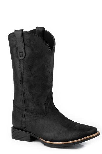 Men's Roper Monterey Suede Leather Boots black suede square toe western design