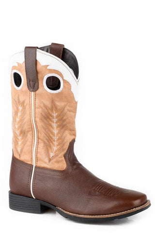 Men's Roper James Leather Boots Handcrafted Square Toe Brown