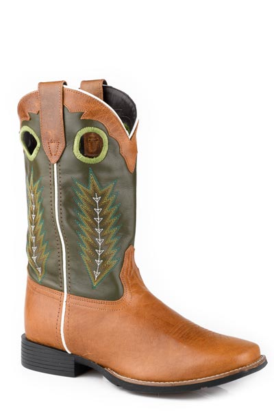 Men's Roper James Leather Boots Handcrafted Square Toe Tan