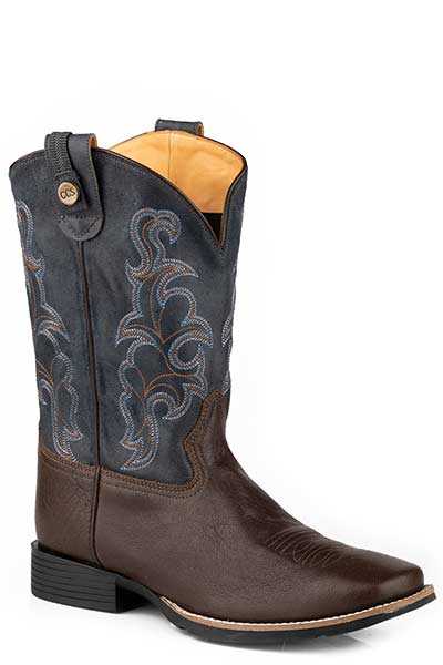 Men's Roper Trigger brown leather boots with concealed carry system and western stitch design