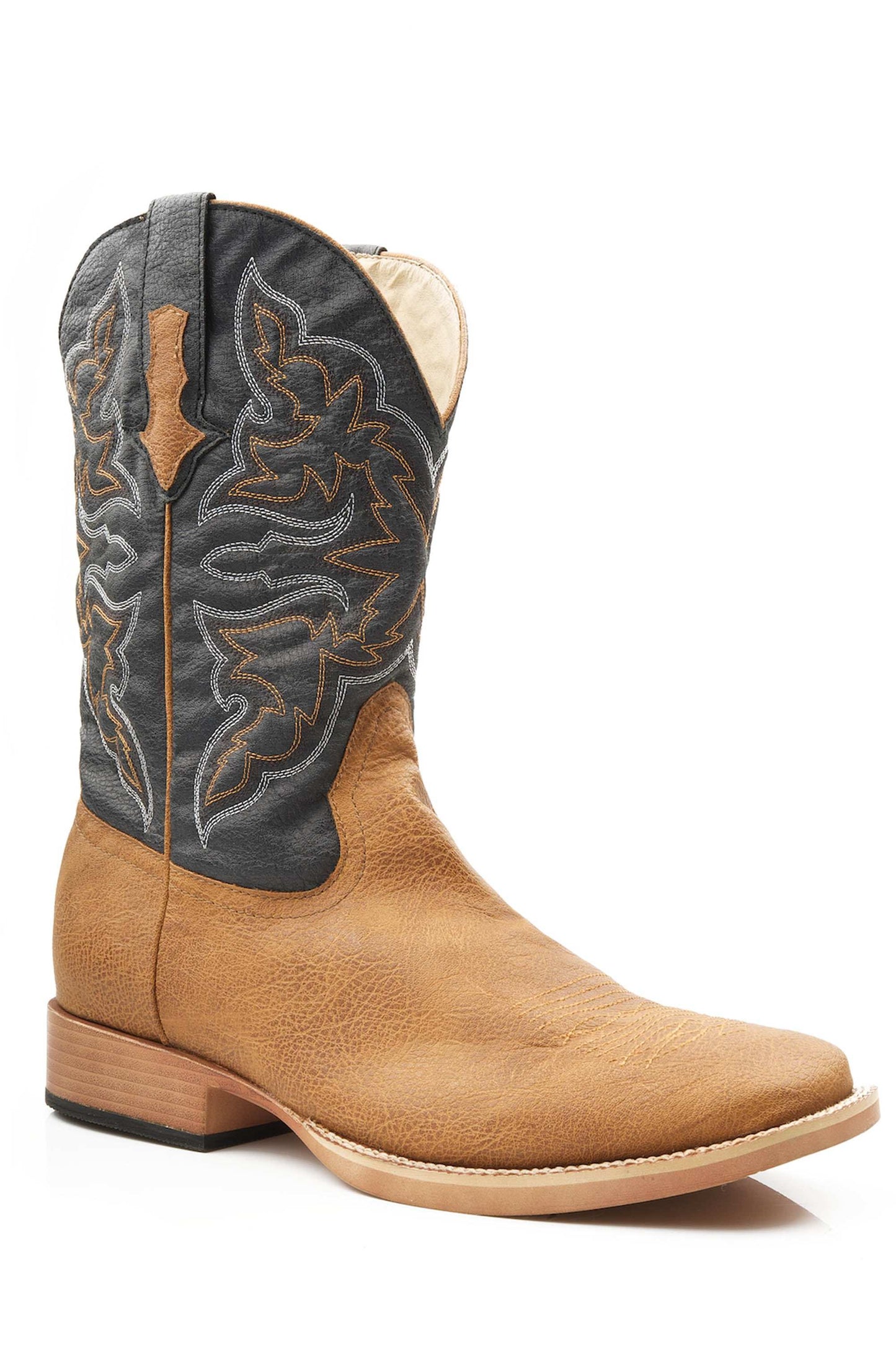 Men's Roper Cowboy Classic Faux Leather Boots Handcrafted Tan