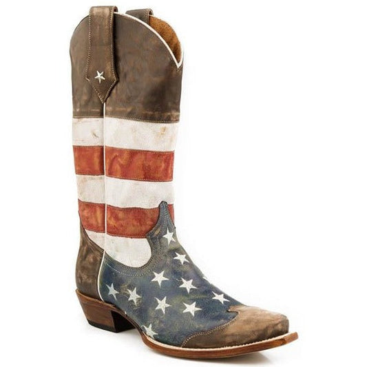Men’s Roper America Boots Handcrafted Brown - yeehawcowboy