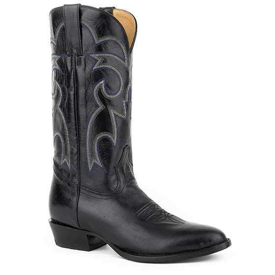 Men's Roper Parker R Toe Boots handcrafted black leather western cowboy style