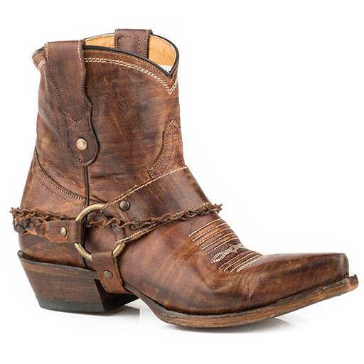 Women's Roper Selah Ankle Boots in vintage brown leather with zipper closure and cushioned insole