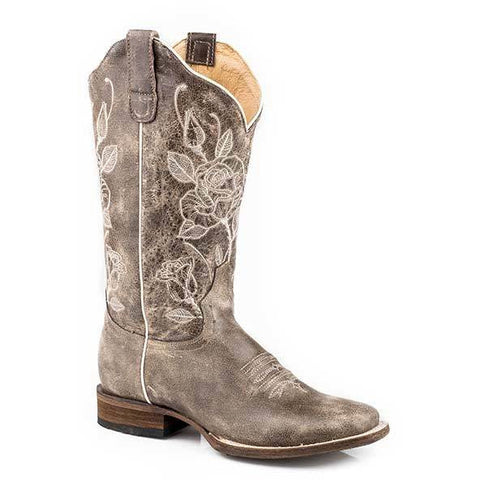 Botas de piel Desert Rose de Roper para mujer, hechas a mano con Flextra Calf Brown