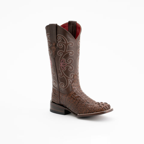 Botas con estampado de caimán para mujer Ferrini Stampede hechas a mano en color óxido