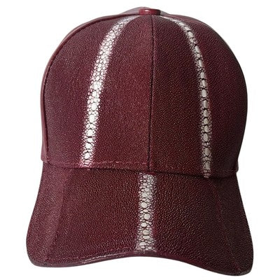 Burgundy Stingray Cap Genuine Authentic Handmade Adjustable Closure