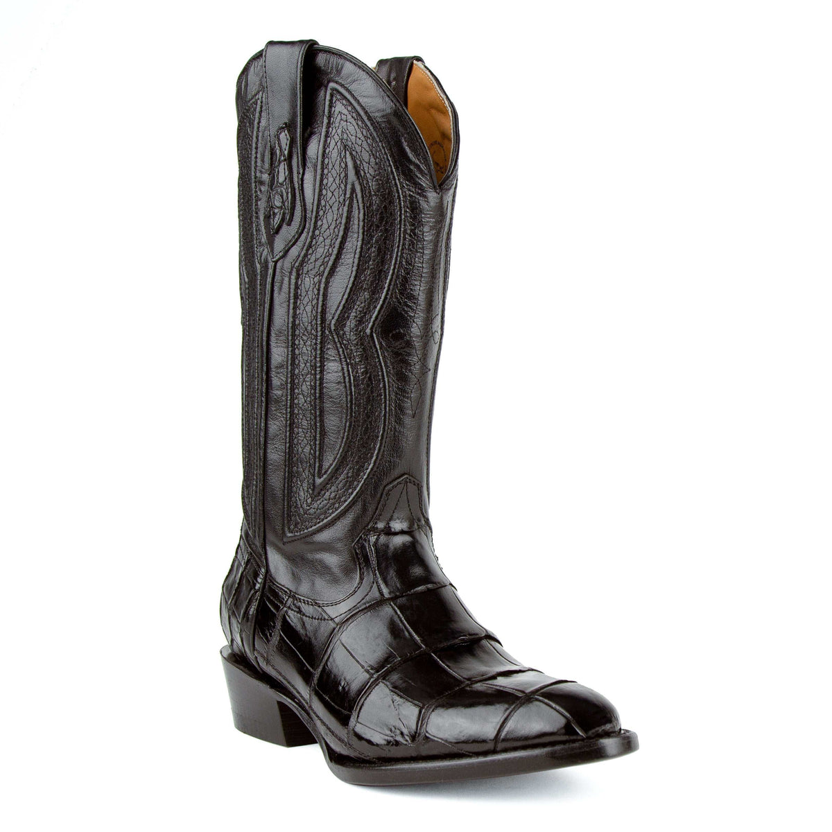 Men's Ferrini Stallion black handcrafted alligator belly boots with cowboy heel