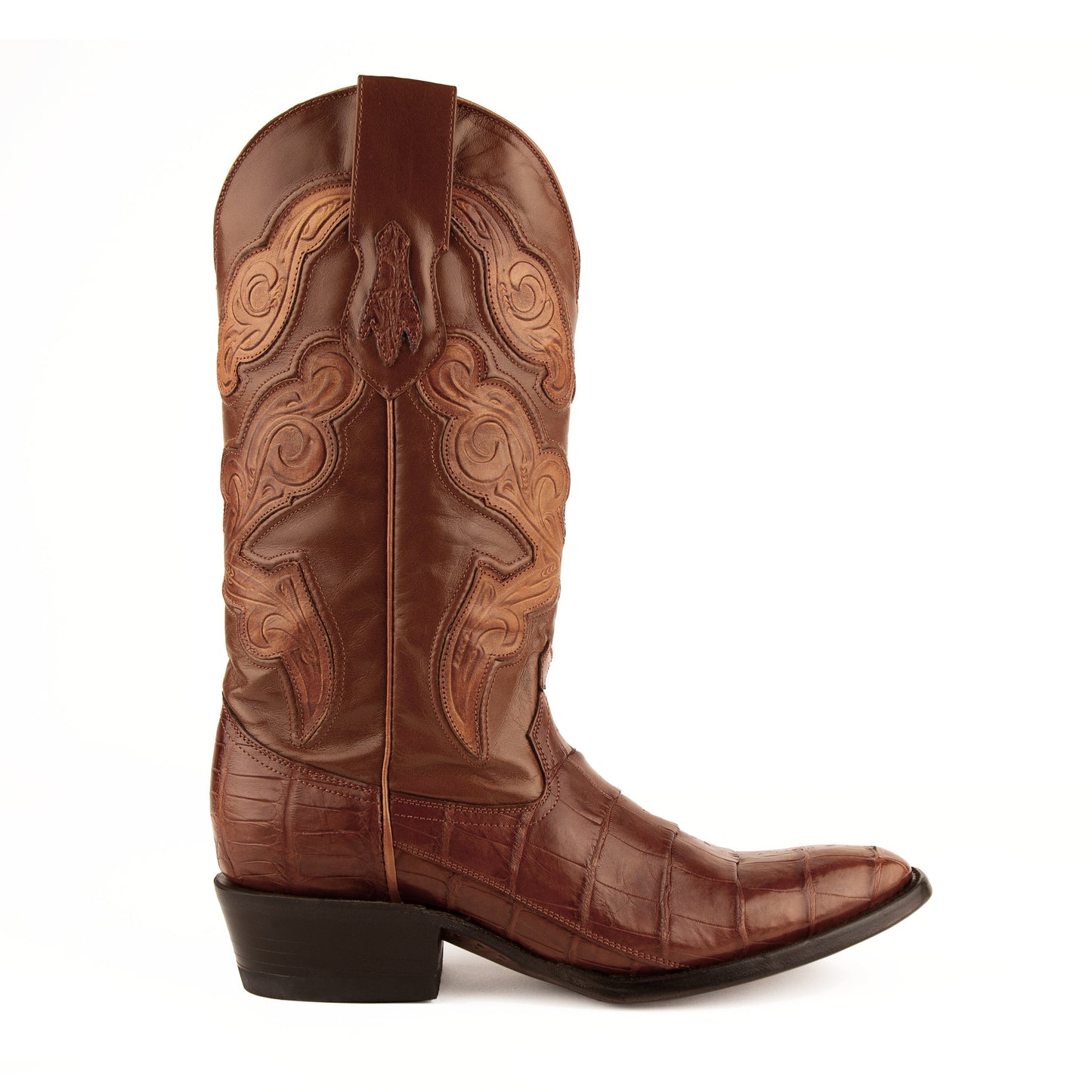 Men's Ferrini Stallion Alligator Belly Boots Handcrafted Cognac - yeehawcowboy