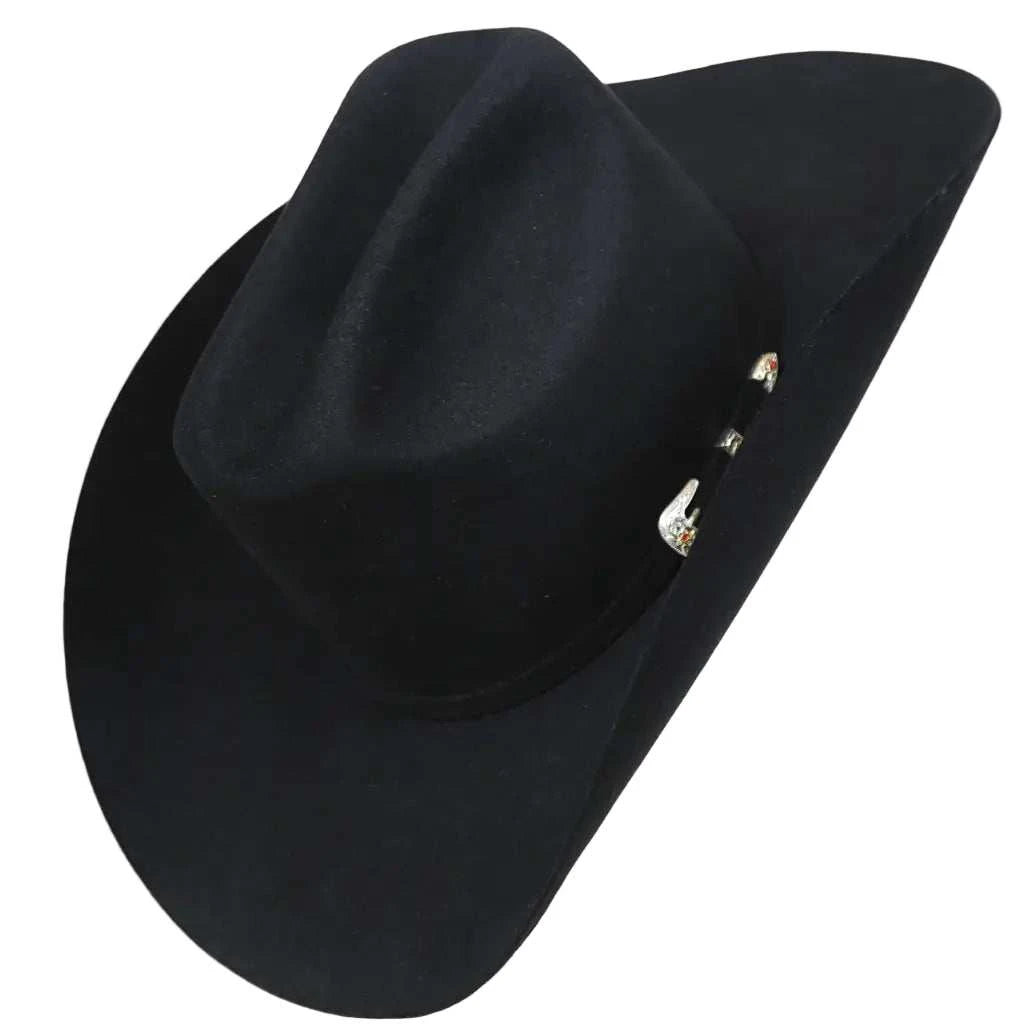 Weißer Diamant Schwarz 10x Biber Filz Cowboyhut 4" Krempe 5" Krone Handarbeit