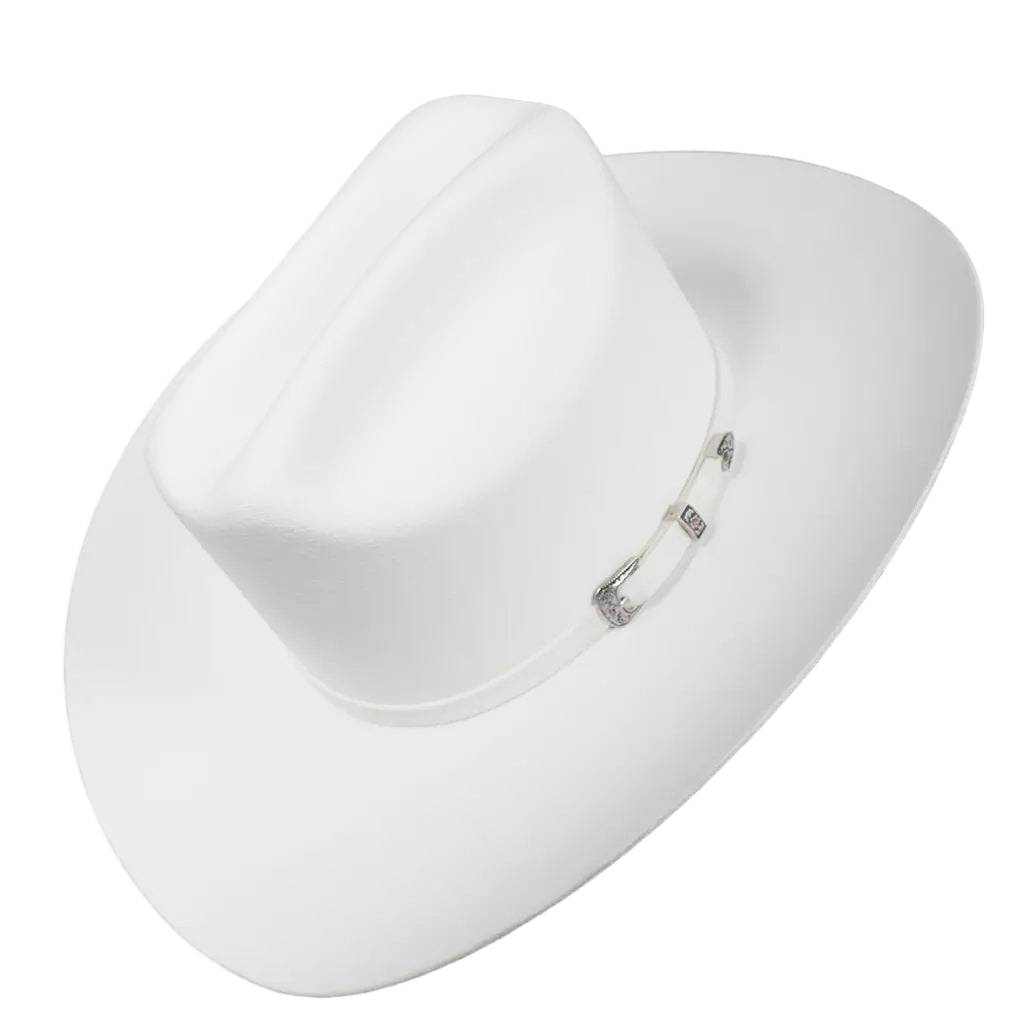 White Diamond Weiß 10x Biber Filz Cowboyhut 4" Krempe 5" Krone Handarbeit