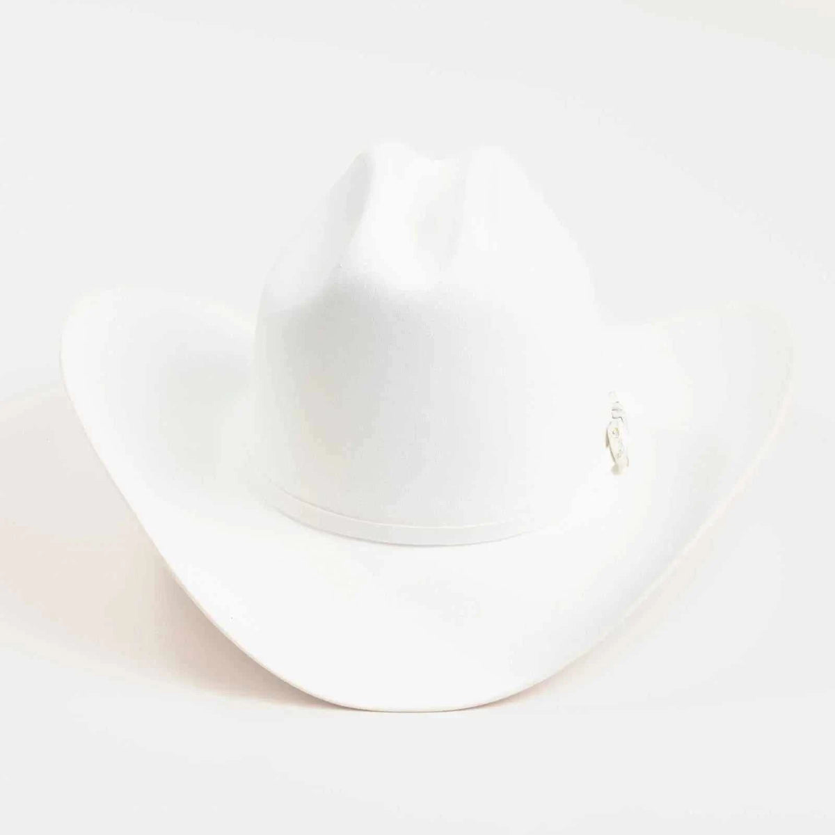 10x Larry Mahan Jerarca white fur felt cowboy hat with cattleman crease