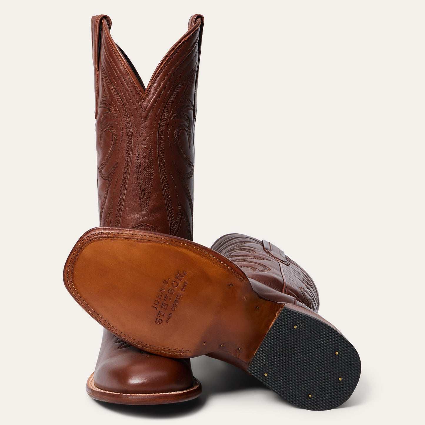 Botas de cuero Stetson Grange para hombre, colección JBS, hechas a mano, color marrón