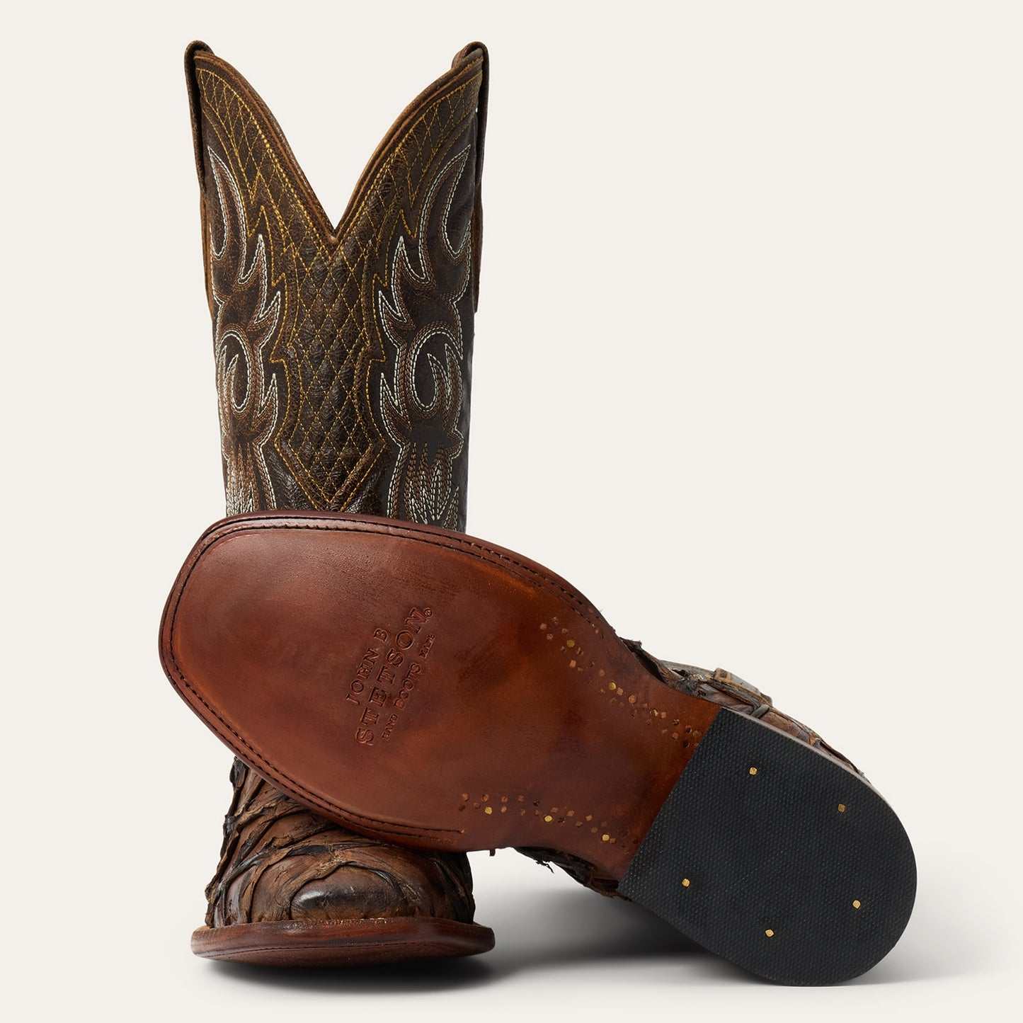 Men's Stetson Amazon Pirarucu Boots Handcrafted JBS Collection Brown