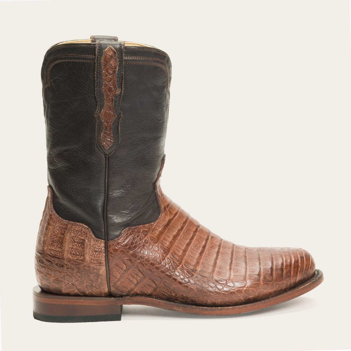 Men's Stetson Puncher Exotic Caiman Boots handcrafted brown western cowboy boots