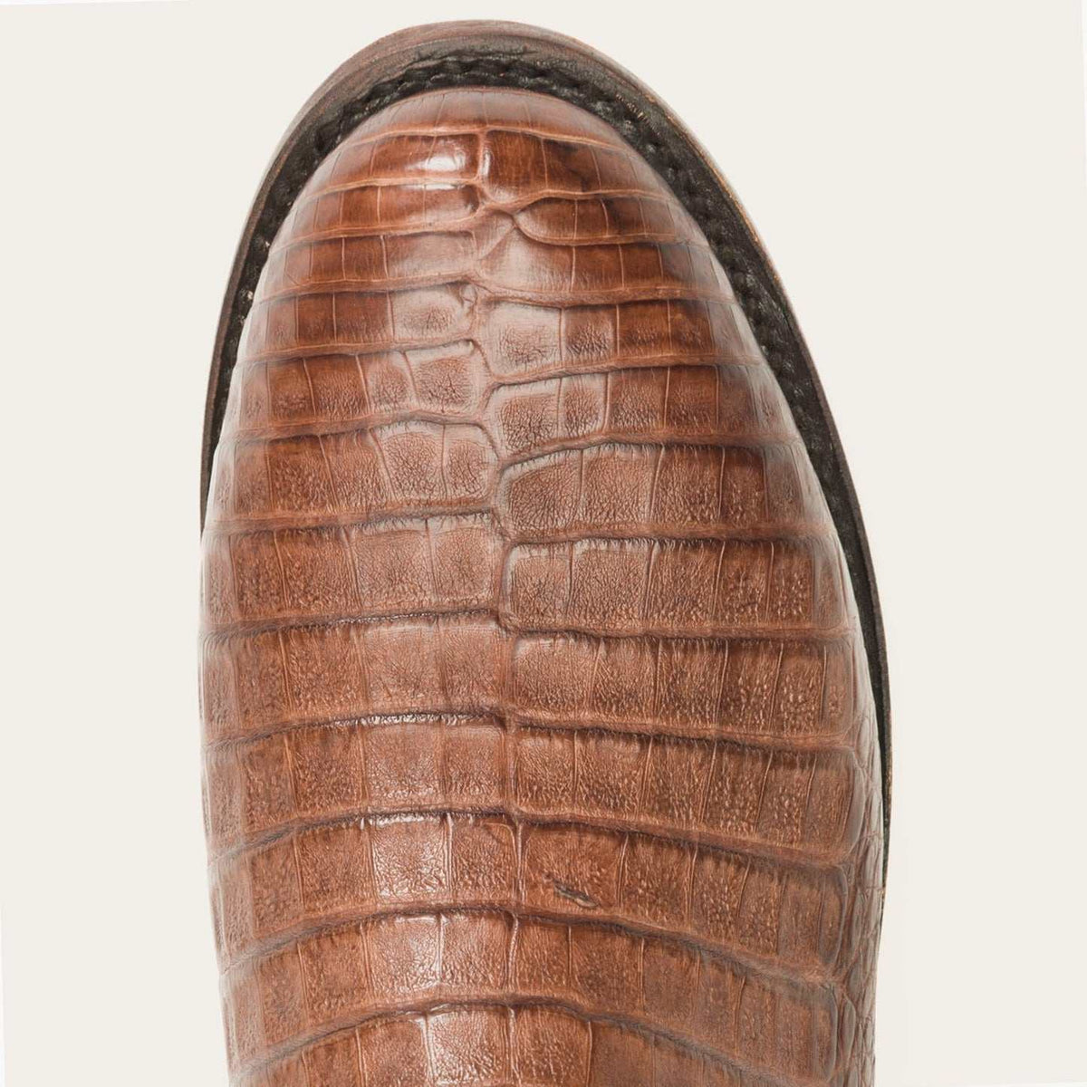 Men's Stetson Puncher Exotic Caiman Boots handcrafted brown leather with 9-inch shaft and round toe