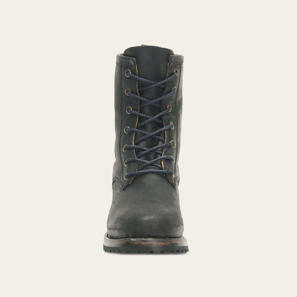 Women's Stetson Sam black leather boots with lace-up shaft and stacked heel