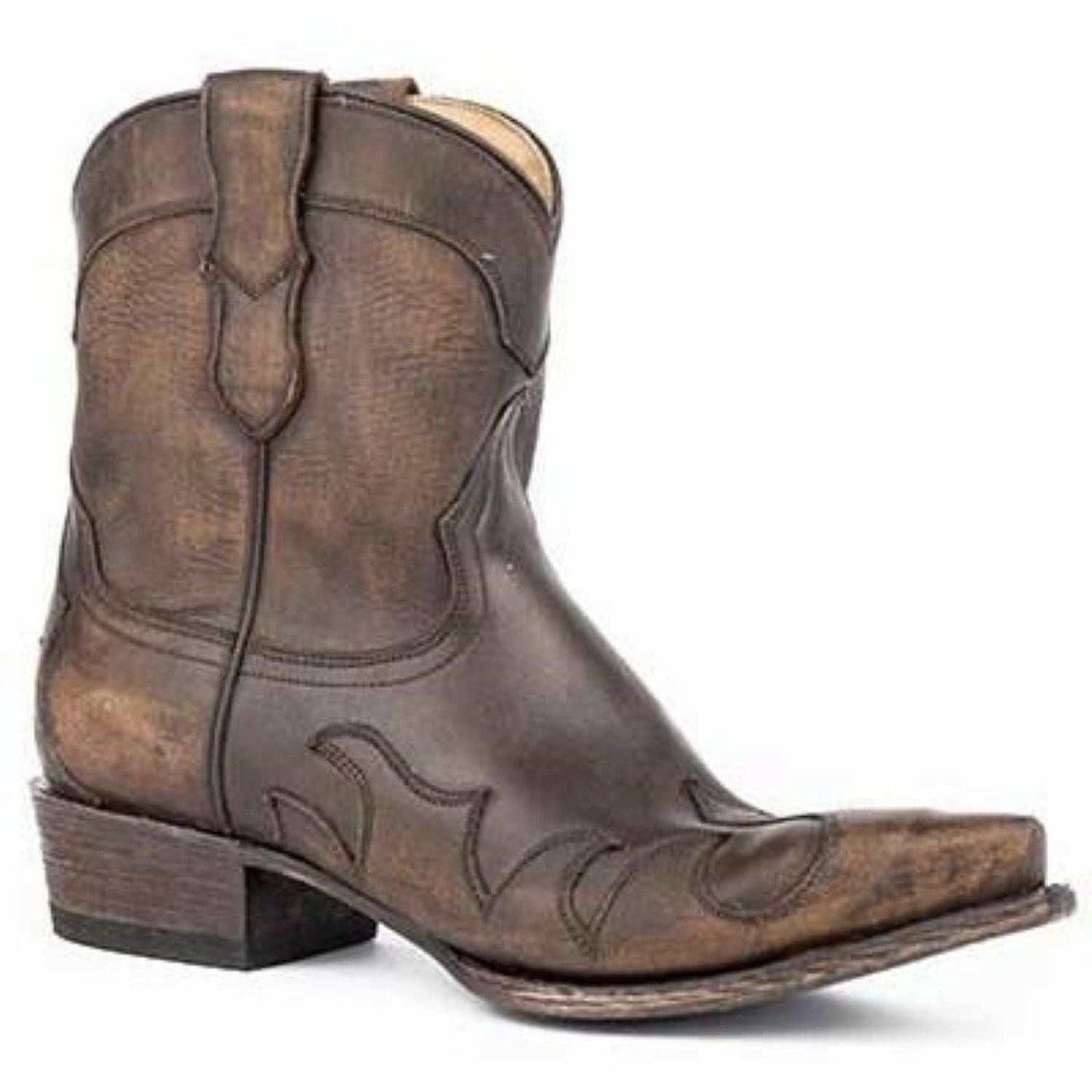 Women's Stetson Hazel Shortie Boots brown leather handcrafted with wing tip heel and 7" shaft