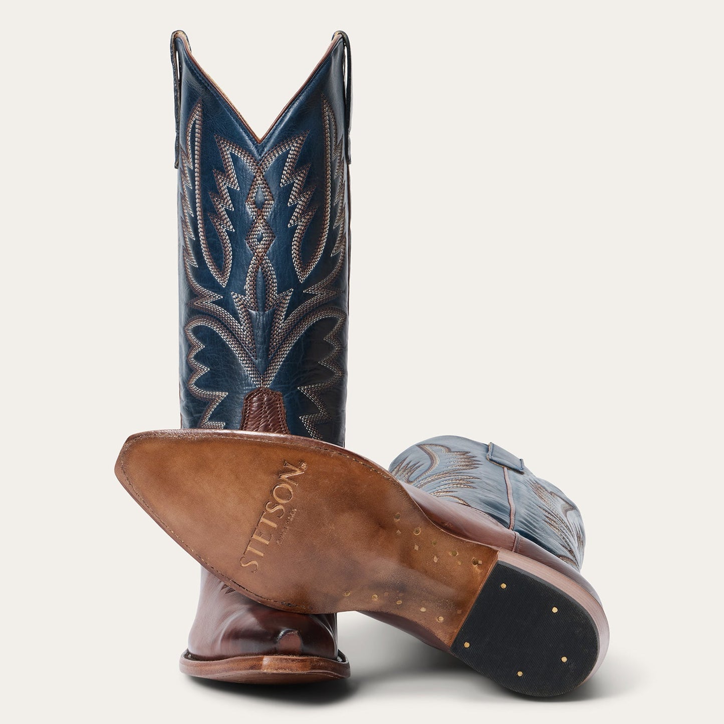 Botas de cuero Stetson Annie para mujer, con punta recortada, hechas a mano en marrón