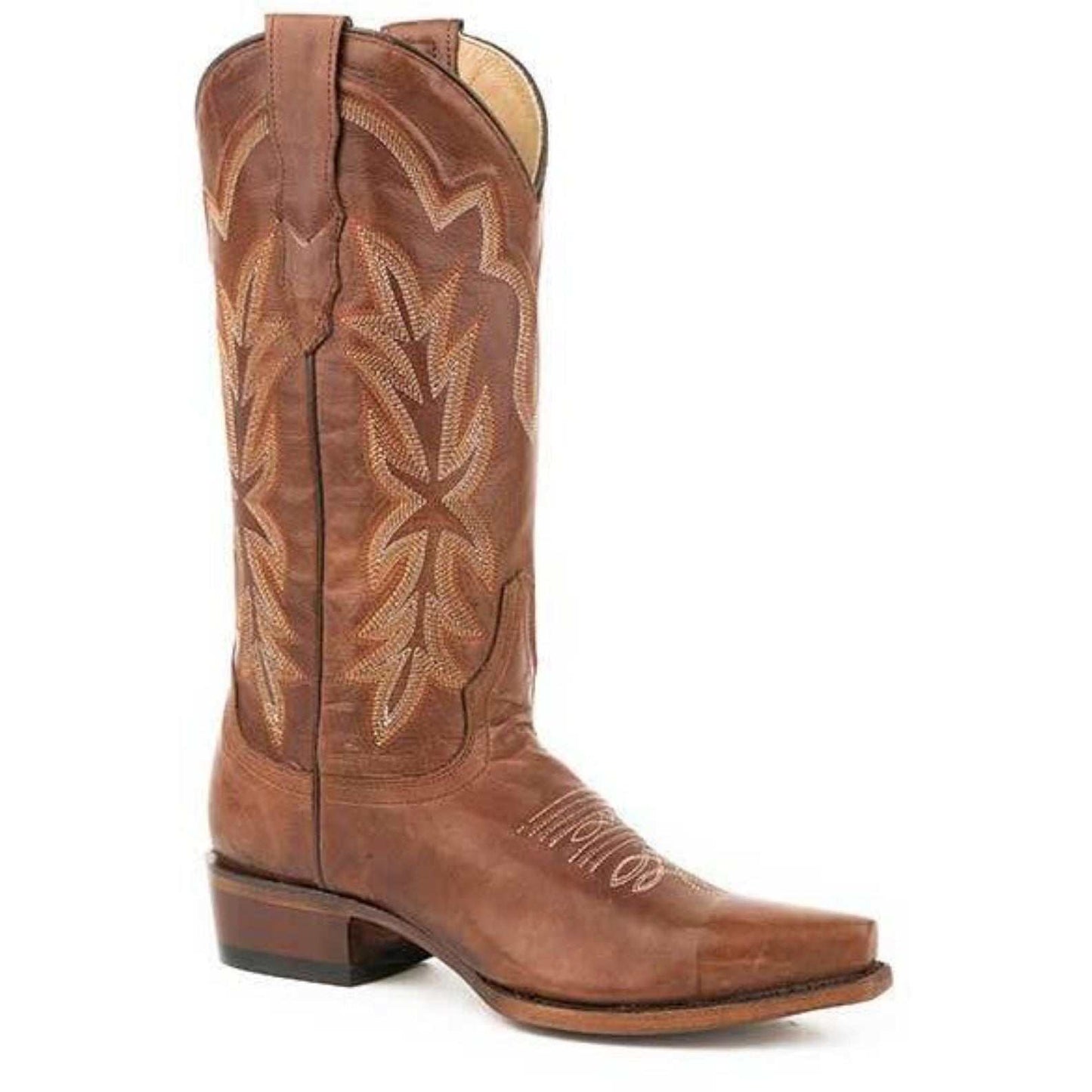 Women's Stetson Casey Leather Boots brown handcrafted with unique embroidery and leather sole