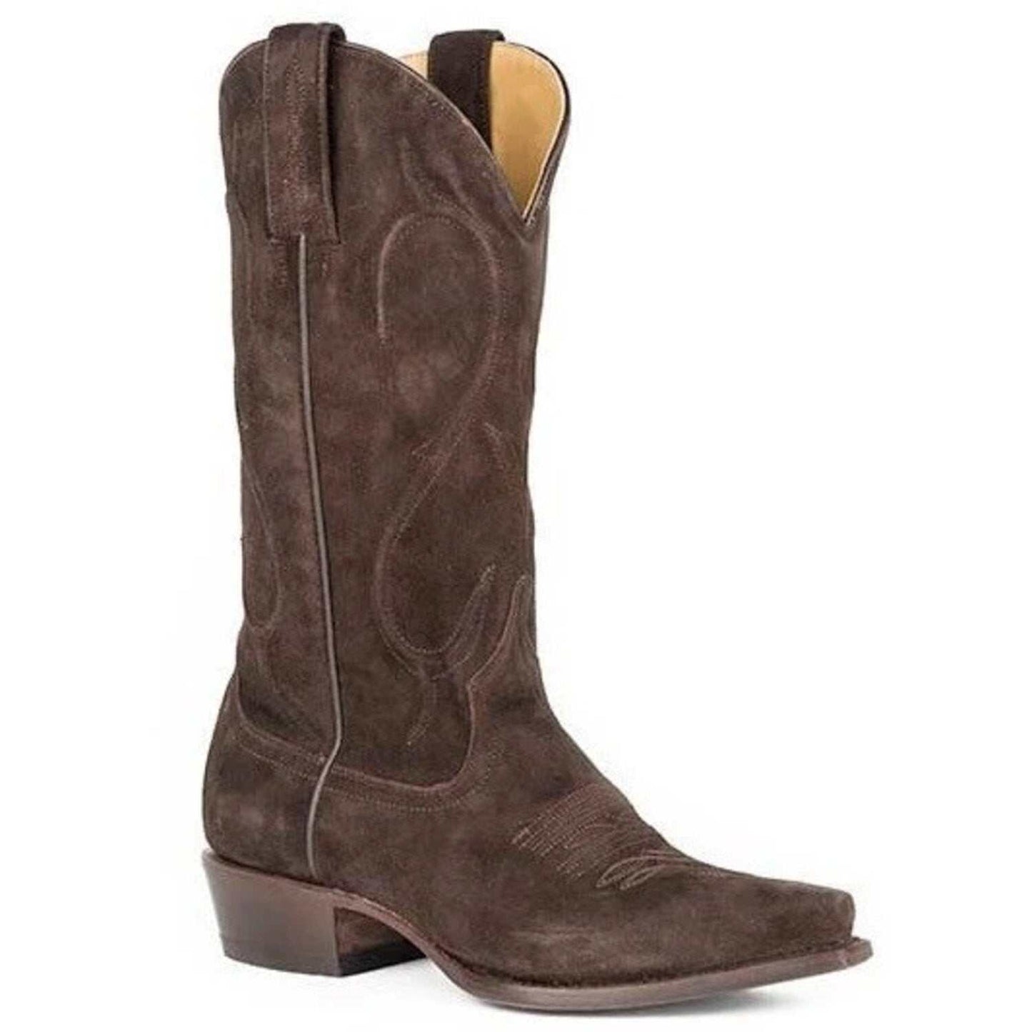Women's Stetson Reagan Boots handcrafted brown snip toe with unique corded shaft design
