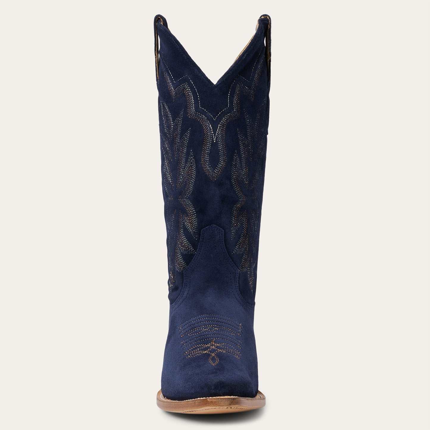 Women's Stetson Casey blue suede leather boots with snip toe and embroidered 13" shaft