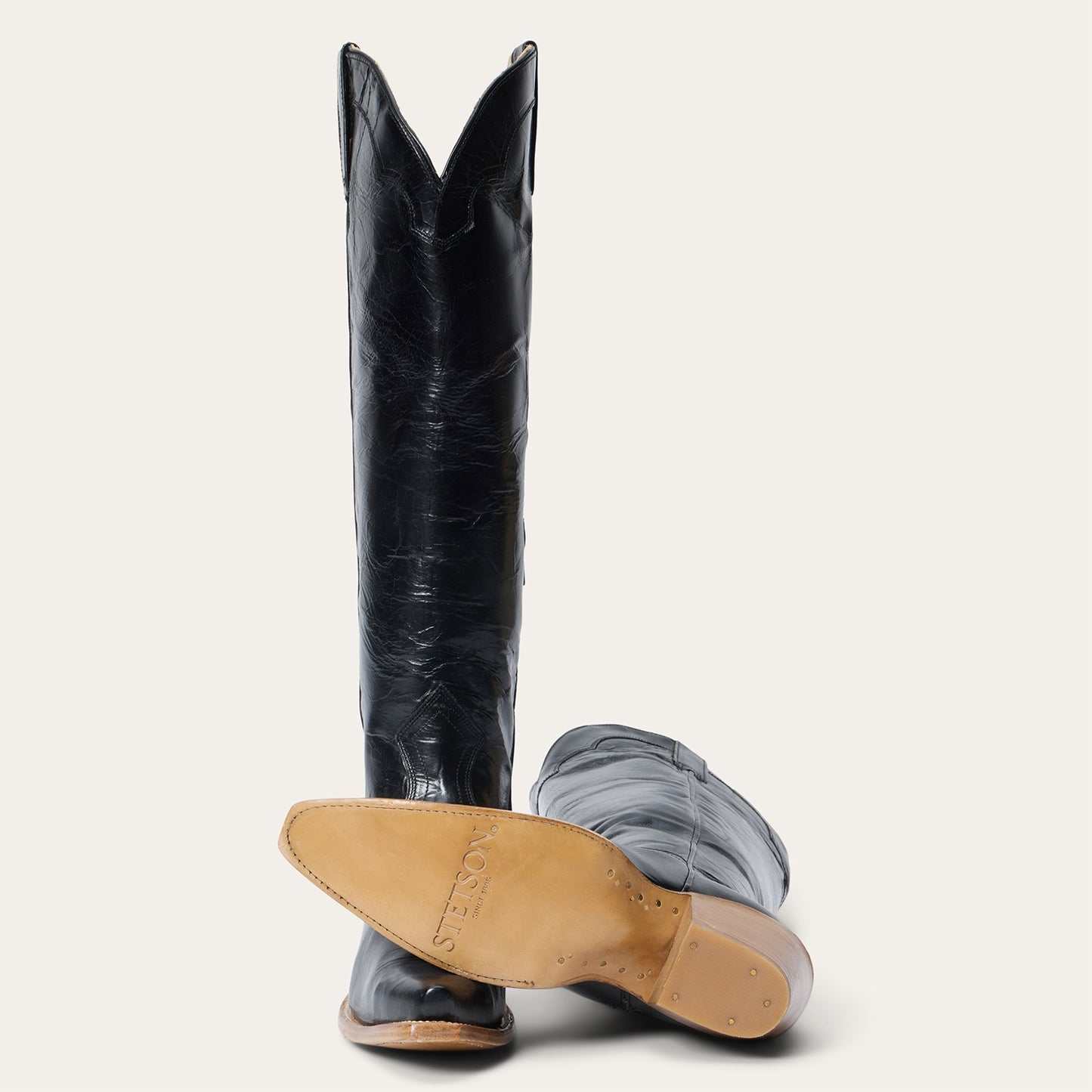 Stetson Sutton Damen Lederstiefel Snip Toe Handgefertigt Schwarz
