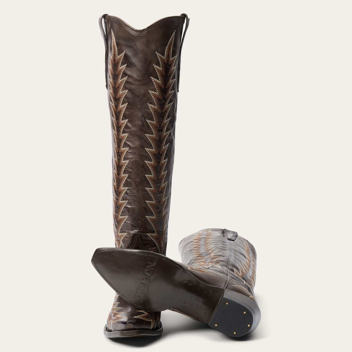 Women's Stetson Sarah Leather Boots Handcrafted Snip Toe Chocolate