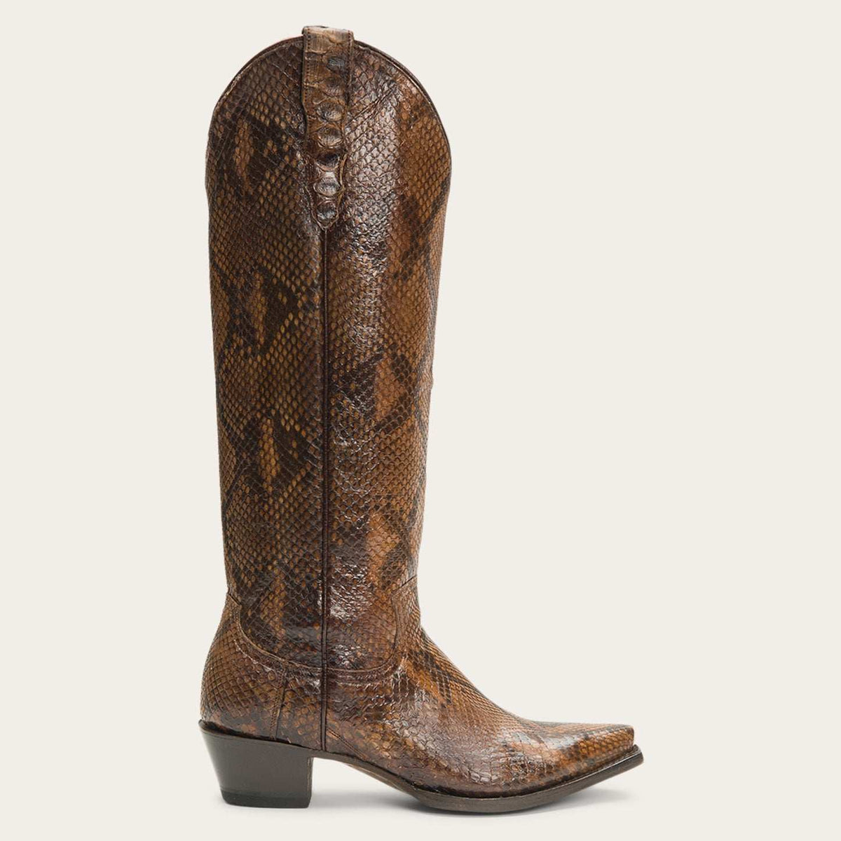 Women's Stetson Yasmin Python Boots brown leather with 18" shaft and YKK zipper