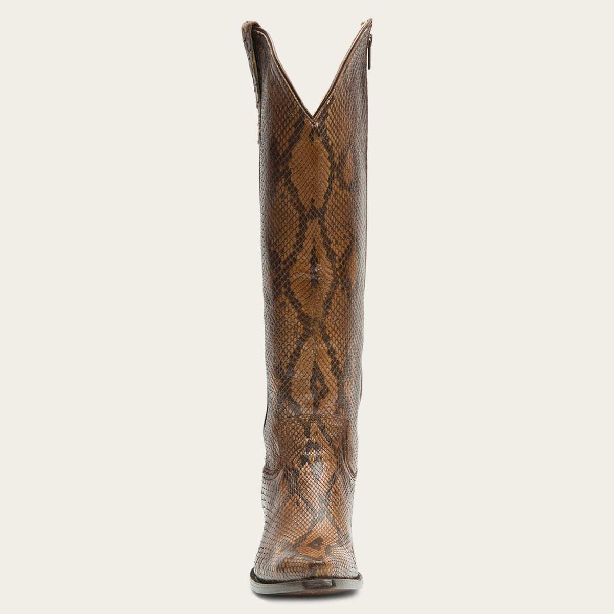 Women's Stetson Yasmin Python Boots brown leather with 18-inch shaft and YKK zipper
