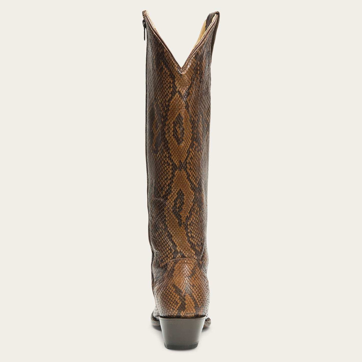 Women's Stetson Yasmin Python Boots handcrafted brown leather with 18" shaft and YKK side zipper