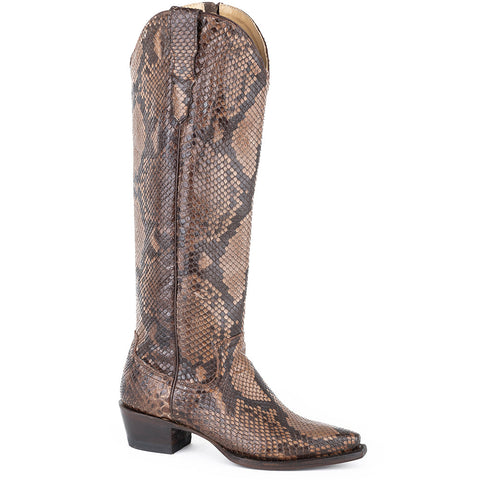 Botas de piel de serpiente Yasmin Python de Stetson para mujer, hechas a mano, color marrón