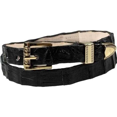 Banda de sombrero de vaquero de cocodrilo y caimán, conjunto de hebilla de 3 piezas chapado en oro, hecho a mano, 66 cm