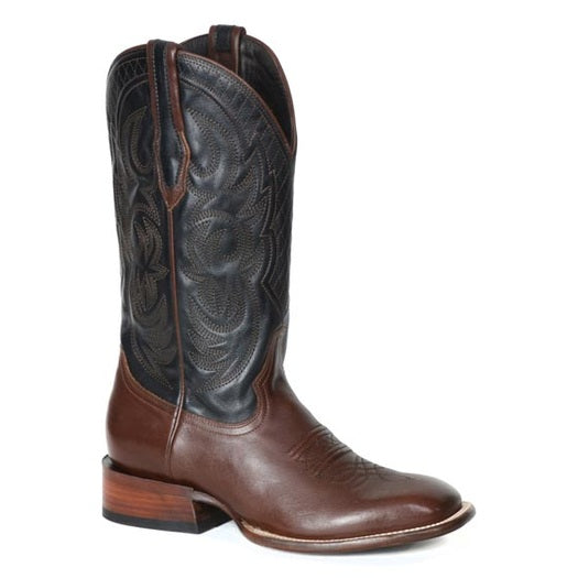 Botas Stetson Fargo para hombre, punta cuadrada, colección JBS, hechas a mano, color marrón