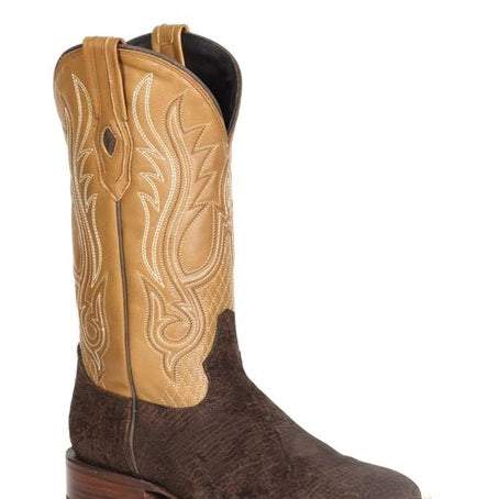 Men's Stetson River Horse brown hippopotamus boots with square toe and handcrafted leather details