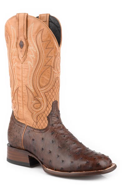 Men's Stetson Ozzy Ostrich Boots Handcrafted JBS Collection Tabacco
