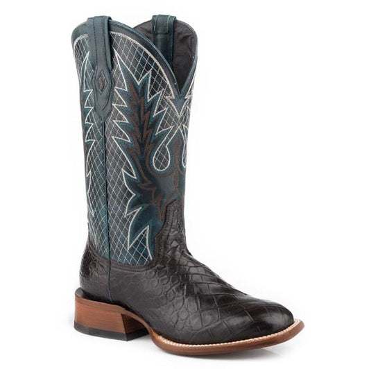 Men's Stetson Gator Alligator Boots chocolate square toe handcrafted leather boots