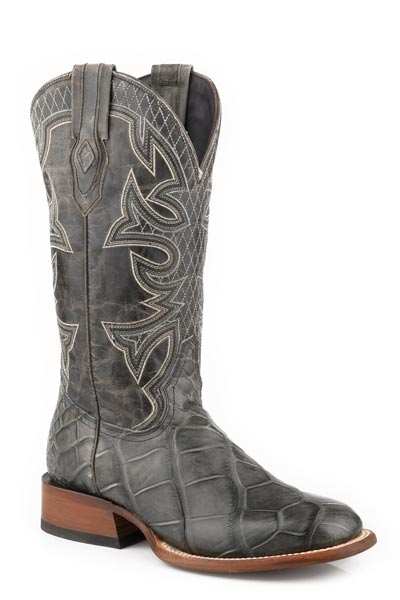 Men's Stetson Grator Alligator Boots gray handcrafted leather western footwear