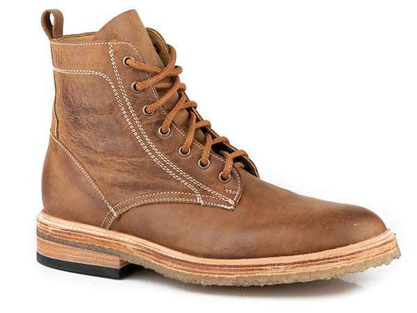 Men's Stetson Chukka Moc Boots handcrafted tan leather with 6-inch shaft and gum sole