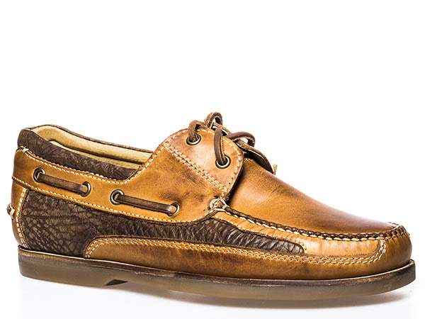 Men's Stetson Dillon Shoes brown handcrafted casual boat shoes with leather laces and rubber sole