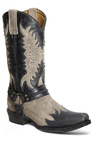 Men's Stetson Outlaw Rock Star Leather Boots Handcrafted Gray