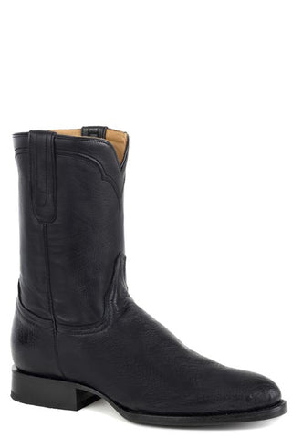 Men's Stetson Clay Ostrich Boots Handcrafted Round Toe Black