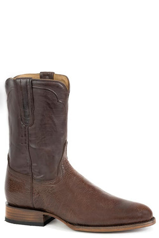 Men's Stetson Clay Ostrich Boots Handcrafted Round Toe Brown