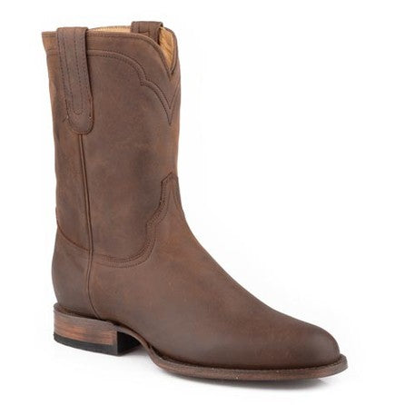 Men's Stetson Cassidy Roper Boots Round Toe Handcrafted Brown