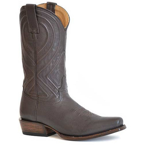 Botas de piel para hombre Stetson Mossman hechas a mano en marrón oscuro