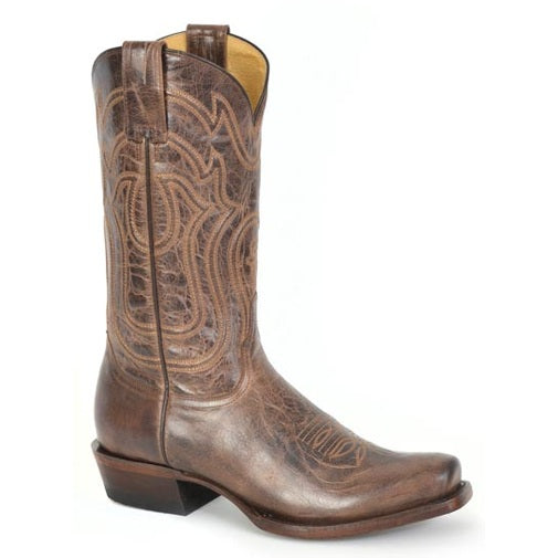 Botas Stetson Garrett para hombre con punta estrecha, hechas a mano en marrón