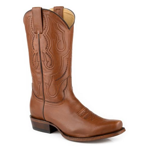 Botas Stetson Carlisle 7 para hombre, punta cuadrada, hechas a mano, color marrón