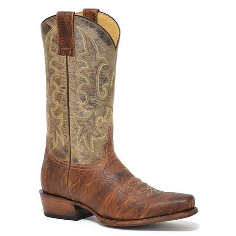 Men's Stetson Obediah Bison Boots Handcrafted Cognac