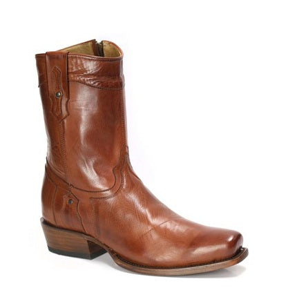 Botas Stetson Rebel para hombre, punta cuadrada, hechas a mano, color coñac